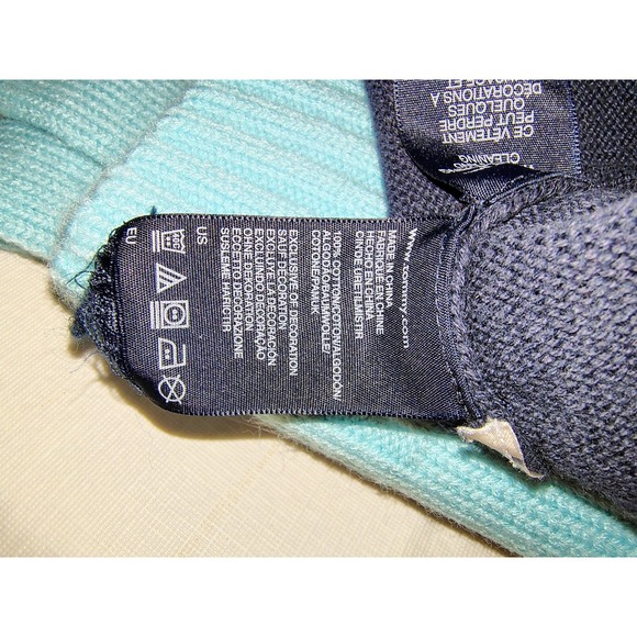 Tommy Hilfiger Sequin H Logo Navy Blue Sweater Pullover V neck - Picture 5 of 8